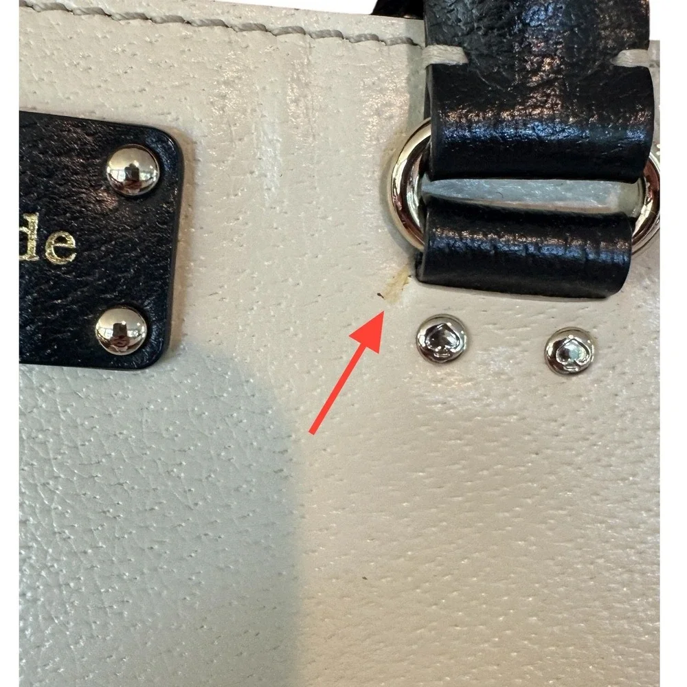 Kate Spade New York Shoulder Strap Black Cream Leather Bag Satchel Red Interior‎